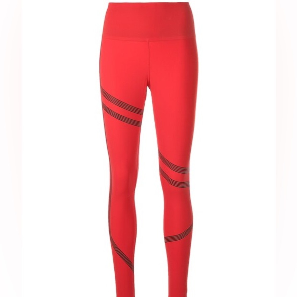 REEBOK RED LEGGINGS WITH STRIPES
